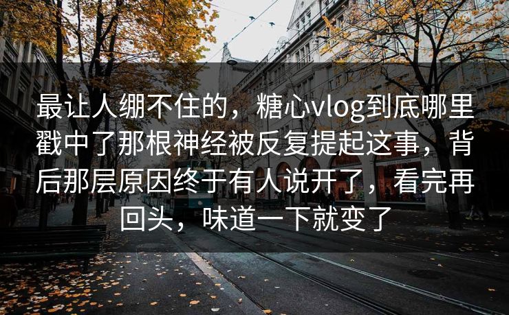 最让人绷不住的,糖心vlog到底哪里戳中了那根神经被反复提起这事,背后那层原因终于有人说开了,看完再回头,味道一下就变了