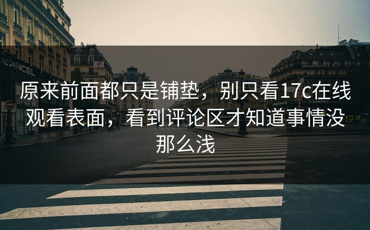原来前面都只是铺垫,别只看17c在线观看表面,看到评论区才知道事情没那么浅