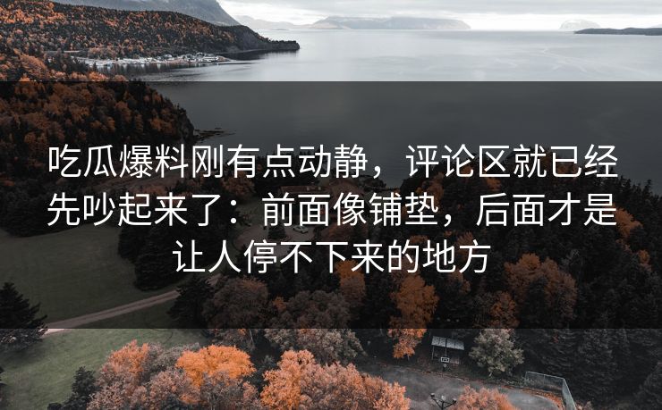 吃瓜爆料刚有点动静,评论区就已经先吵起来了:前面像铺垫,后面才是让人停不下来的地方