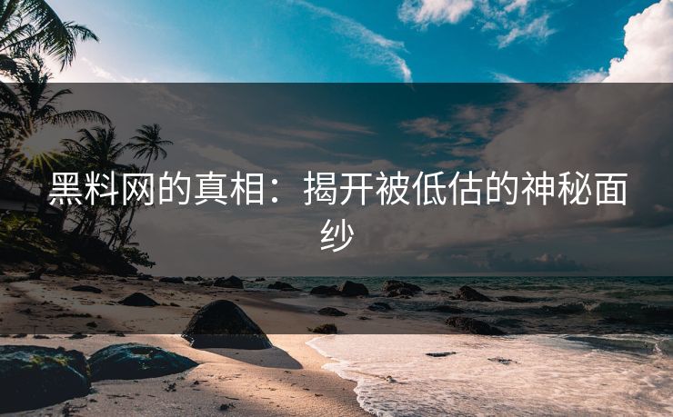 黑料网的真相:揭开被低估的神秘面纱