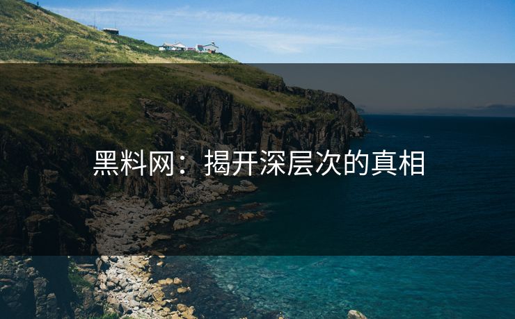 黑料网:揭开深层次的真相